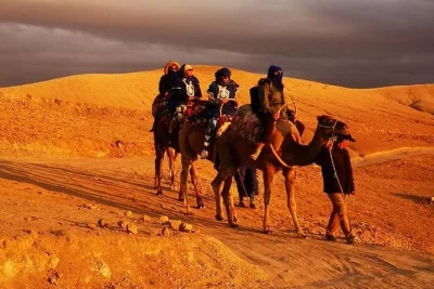 Explorez le désert de zagora au maroc en 2 jours. balade à dos de chameau, nuit sous tente, visite d’aït ben haddou et des studios atlas. transport privé, repas et plus inclus.