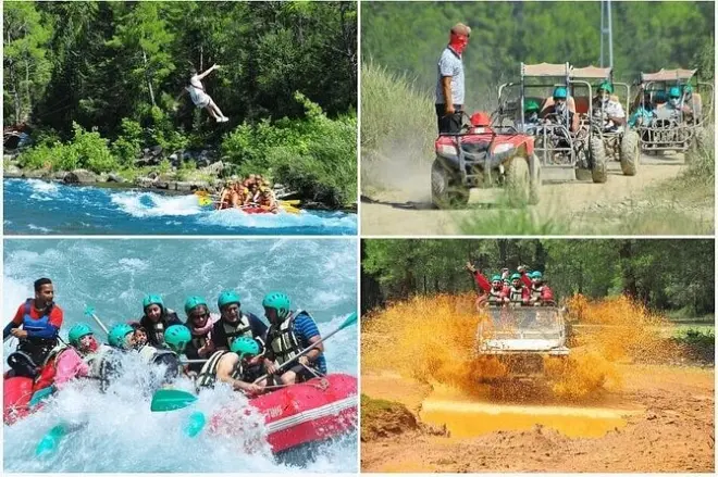 4 Aktivitäten: Rafting, Jeep, Buggy und Zipline an einem Tag