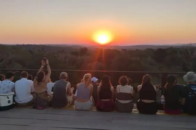 Sunset tour in Tikal from Flores: Temple IV at golden hour