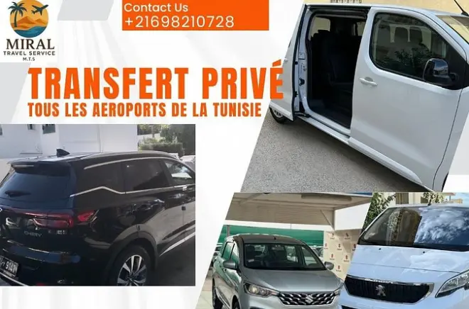 Transferts privés Tunisie : Aéroport à hôtel, service 24h/24