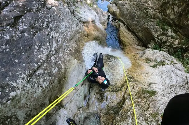 Sušec Canyon canyoning in Bovec: Slides, jumps and rappelling