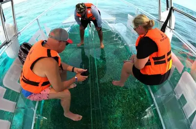 Bateau transparent Isla Mujeres : Trois récifs des Caraïbes