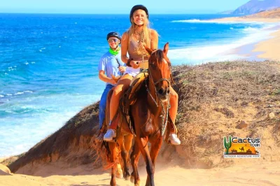 Feel the pacific breeze on a cabo horseback ride through desert & beach, meet local guides, and finish with tequila tasting. includes pickup & bilingual guide.