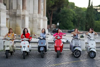 Feel the thrill of rome on a vintage vespa, explore the colosseum, gianicolo terrace, and orange garden, and take home 25 pro photos—helmet included.