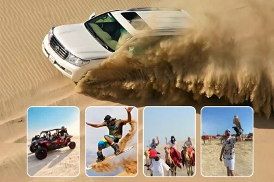 Vivi l’emozione del dune bashing e dello sandboarding nel deserto del qatar, sorseggia tè accanto ai cammelli e raggiungi il mare interno con il servizio pick-up incluso. partenze flessibili.