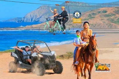 Sinta a adrenalina em los cabos com passeio de utv, cavalgada na praia e aventura de sky bike. inclui transporte, guia local, degustação de tequila e todo o equipamento.