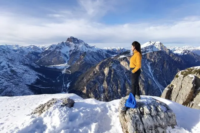 Dolomites Winter Hike & Sled Return near Cortina d'Ampezzo