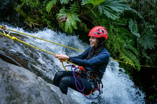 Canyoning in Pucón: Rappel down Villarrica's glacier river