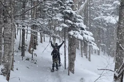 Raquettes et onsen à Sapporo : Sentiers d’hiver avec source chaude