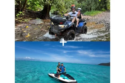 Erlebe moorea hautnah: jet-ski-fahrten in der cook-bucht, schwimme mit rochen und haien, danach atv-tour durch ananasfelder bis zum magic mountain. mit lokalem guide.