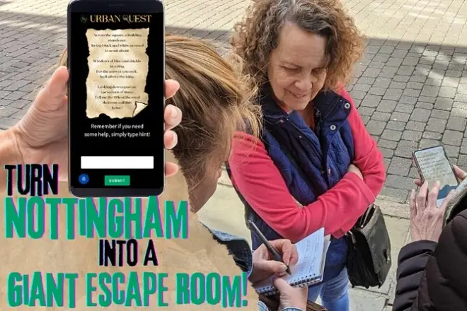 Búsqueda del tesoro móvil de Robin Hood en Nottingham autoguiada