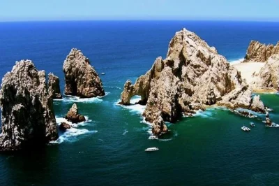 Explore cabo san lucas em um passeio de barco de 45 minutos até el arco, praia do amor e colônia de leões-marinhos. horários flexíveis, guia local e opção de desembarque na praia.