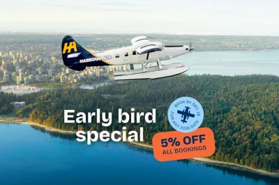 Siente la emoción de un vuelo en hidroavión sobre vancouver y explora los senderos del parque puente colgante de capilano. incluye traslados y entradas.