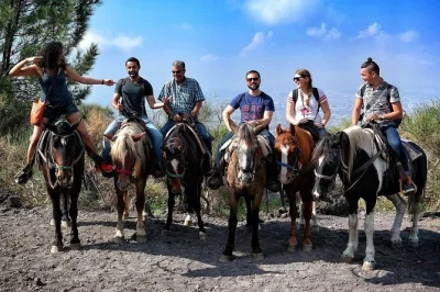 Ride horseback on mount vesuvius, see naples from above, and unwind with homemade wine at a local ranch. includes city pickup and small group setting.