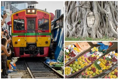Start your bangkok adventure with the maeklong railway market, cruise damnoen saduak floating market by boat, and explore ayutthaya’s ancient temples—all with hotel pickup.