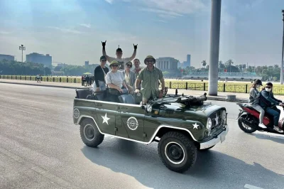 Feel hanoi’s pulse from a vintage army jeep—see train street, long bien bridge, and old quarter with a guide. includes pickup, coffee stop, and local stories.