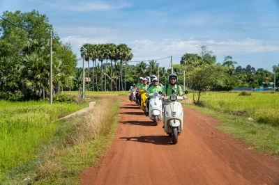 Start your morning on a vespa through siem reap’s countryside, meeting local artisans, tasting village snacks, and learning basket weaving. includes hotel pickup.