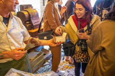 Follow a local guide on a food walking tour in ghent with tastings of fries, chocolate, waffles, ganda ham, and a glass of gruut beer. includes all samples.