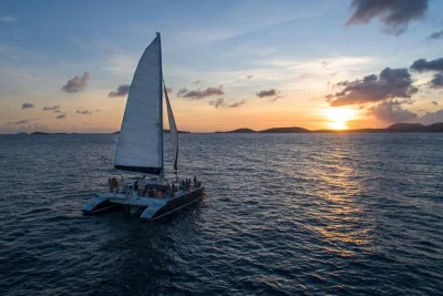 Feel the breeze on a st. john sunset sail, sip champagne from the open bar, and snack on hors d'oeuvres—all with pickup and a local crew guiding you back to cruz bay.