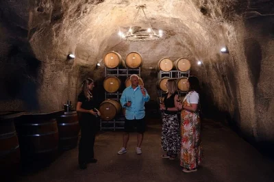 Sip central otago wines near queenstown, explore a vast wine cave, and share a cheeseboard on this small-group afternoon tour with pickup and local guide included.