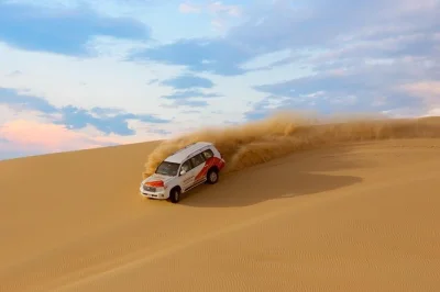 Abu dhabi wüste, quad fahren, kamelhof besuchen und sandboarding ausprobieren – inklusive hoteltransfer und 4x4 dünenfahrt.