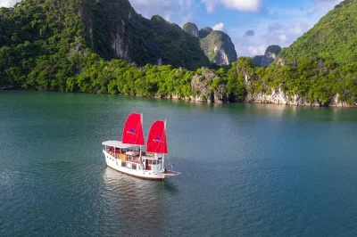 Halong bay erleben: private tagestour mit kajakfahren am cua van floating village, erkundung der tien ong höhle und frischem mittagessen mit abholung vom guide.