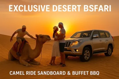 Vivez l’aventure des dunes rouges de dubaï avec un safari privé : balade à dos de chameau, sandboard, spectacles en live et dîner bbq buffet. prise en charge incluse à l’hôtel.