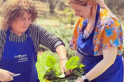 Découvrez une ferme familiale d’oliviers en crète avec un atelier cuisine pratique, une dégustation d’huile d’olive extra vierge authentique et un repas maison accompagné de vin local. tous 