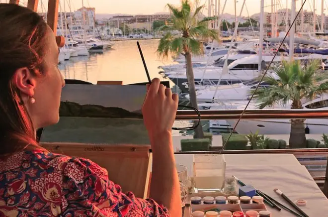 Peindre et dîner au coucher du soleil à Denia : Cours méditerranéen avec repas