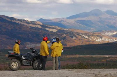 Feel the wild side of alaska on an atv tour from healy, crossing old mining trails and riverbeds with a local guide. includes hearty backcountry meal and hotel pickup.