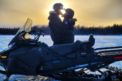Feel the cold air as you ride a snowmobile near fairbanks, crossing frozen rivers with a local guide. includes helmet, drinks, and pickup near north pole, alaska.