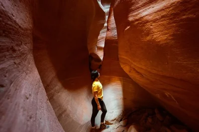 Erlebe eine aufregende private utv-tour von orderville zu einem abgelegenen slot canyon im east zion, wandere mit einem lokalen guide, entdecke uralte felszeichnungen und klettere gemeinsam über fels