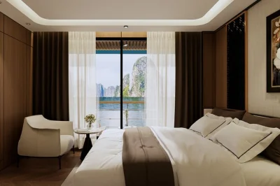 Despierta rodeado de los acantilados de piedra caliza en halong y lan ha, navega en kayak por lagunas secretas, aprende a cocinar platos vietnamitas y relájate en tu suite con balcón privado. incluy