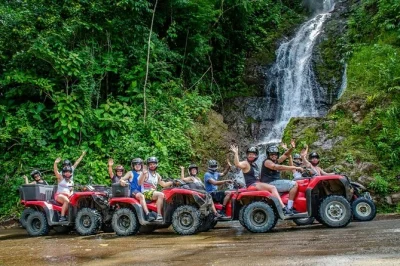Feel the grit of manuel antonio’s rainforest on an atv tour with waterfall swims, wildlife, and a costa rican lunch. includes guide, equipment, and pickup.