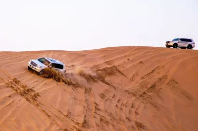 Vivi l’emozione di un safari privato nel deserto da doha con sandboarding, giri in cammello e viste sull’inland sea. include pickup, autista certificato e acqua in bottiglia.
