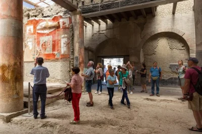 Scopri le antiche strade di ercolano con un archeologo privato. ammira mosaici intatti, porte di legno e affreschi vividi. tour guidato da esperto incluso.