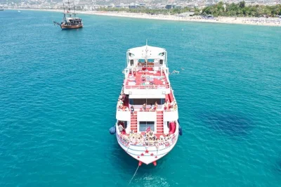 Float past alanya castle, swim at cleopatra beach, and enjoy a buffet lunch on a double-decker boat. includes unlimited soft drinks and hotel transfer.