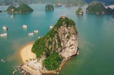 Descubra ha long bay em um dia de cruzeiro com caiaque, visita à gruta surpresa, trilha na ilha titop e almoço com frutos do mar frescos. inclui traslado em hanoi.