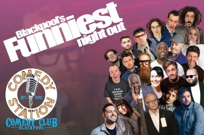 Disfruta de risas en blackpool con standup en vivo, cuatro comediantes y entrada fácil. acceso para sillas de ruedas y bar animado para tu noche de viernes o sábado.
