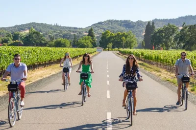 Erlebe die frische luft im sonoma valley bei einer e-bike-tour mit zwei weinproben, picknick und exklusivem blick hinter die kulissen der vella käsefabrik. abholung inklusive.