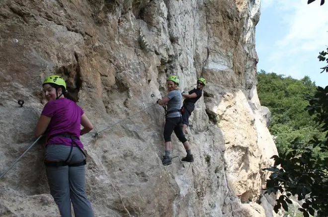 Via Albano via ferrata near Trento: Exposed rock climbing