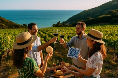 Weinberge der arrábida, frische austern im mercado do livramento und drei exklusive weinproben – inklusive abholung und lokalem guide ab lissabon.