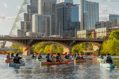 Feel the buzz of austin at sunset as you kayak under congress avenue bridge, watch 1.5 million bats emerge, and paddle lady bird lake with a local guide—gear included.