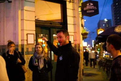 Step into melbourne’s haunted past with a night walking tour—hear chilling tales, visit secret laneway bars, and join a pub quiz, all with a local guide.