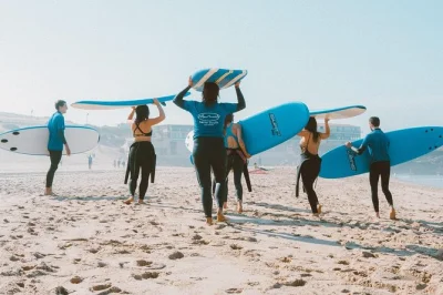 Feel the atlantic waves near lisbon with a local surf instructor in cascais. all gear, insurance, and beach transfers included for a relaxed, hands-on surf lesson.