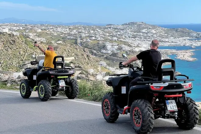 ATV Riding on Mykonos: 650cc Quads Through Cycladic Terrain