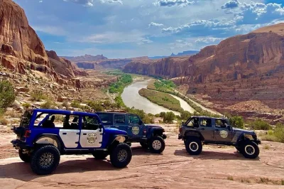 Feel the thrill of driving your own jeep in moab with a local guide, conquering hell’s revenge and fins n things trails. includes vehicle, bottled water, and expert instruction.
