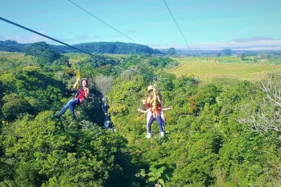 Feel the rush on hawaii’s big island with 8 ziplines, a suspension bridge, and a wild view over kamaee falls—plus free garden entry and souvenir photos included.