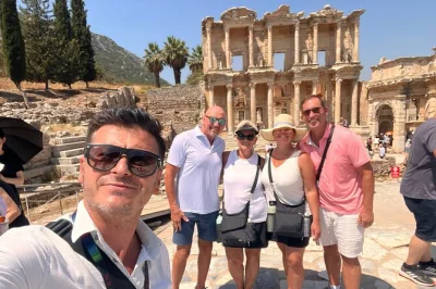 Step into ancient ephesus from kusadasi port, explore the library of celsus, house of virgin mary, and optional terrace houses. private guide & pickup included.