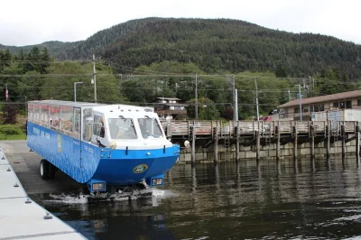 Découvrez ketchikan autrement avec ce duck tour amphibie : balade dans les rues historiques, immersion dans le port et anecdotes en direct avec un guide local. bus et bateau inclus.